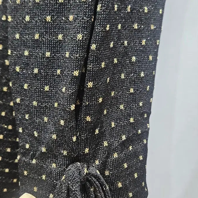 [BUNJANG] Vintage Black Polka Dot Frill Rayon Dress / 일본제 검정 골드 땡땡이   캉캉프릴 빈티지 원피스 ss1