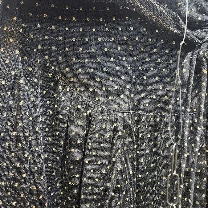 [BUNJANG] Vintage Black Polka Dot Frill Rayon Dress / 일본제 검정 골드 땡땡이   캉캉프릴 빈티지 원피스 ss1