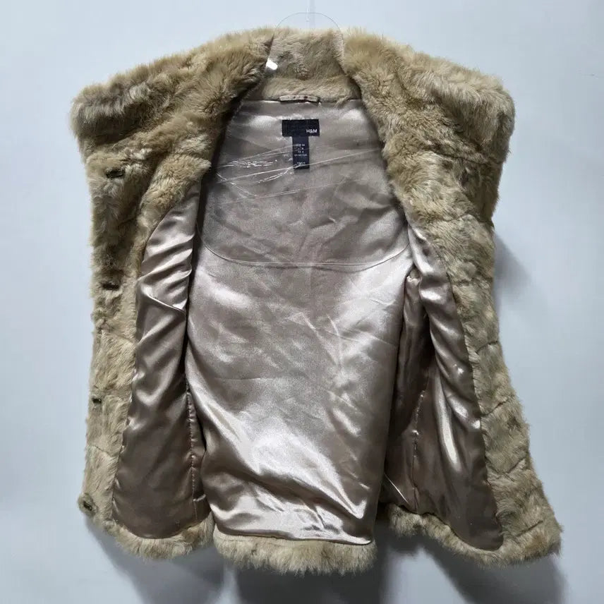 [BUNJANG] H&amp;M Beige Faux Fur Vest Jacket (Size 34) / H&amp;M 여성 베이지 퍼 조끼 자켓 34 26031803