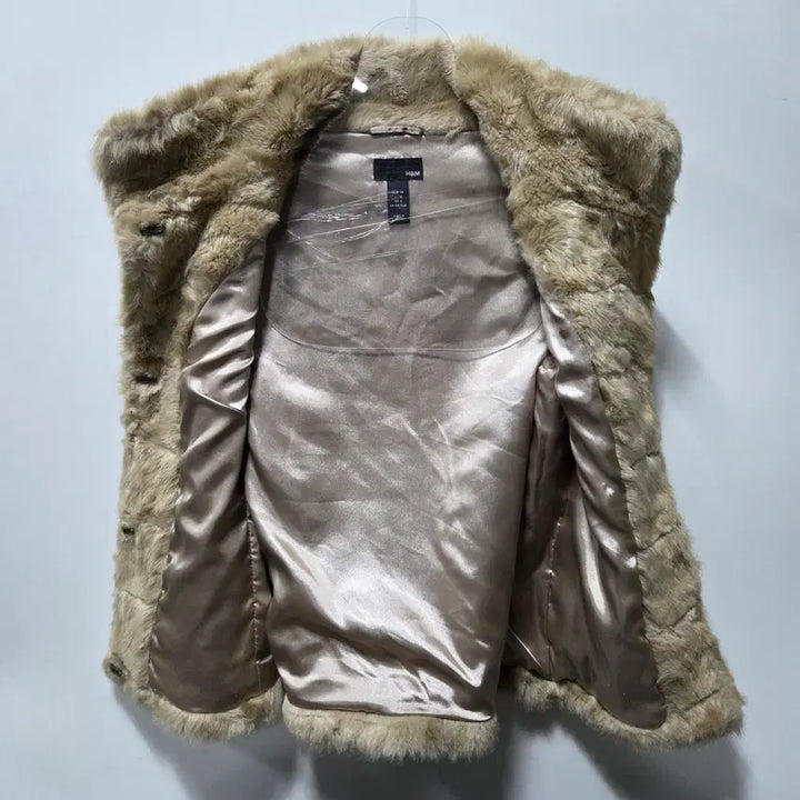 [BUNJANG] H&amp;M Beige Faux Fur Vest Jacket (Size 34) / H&amp;M 여성 베이지 퍼 조끼 자켓 34 26031803