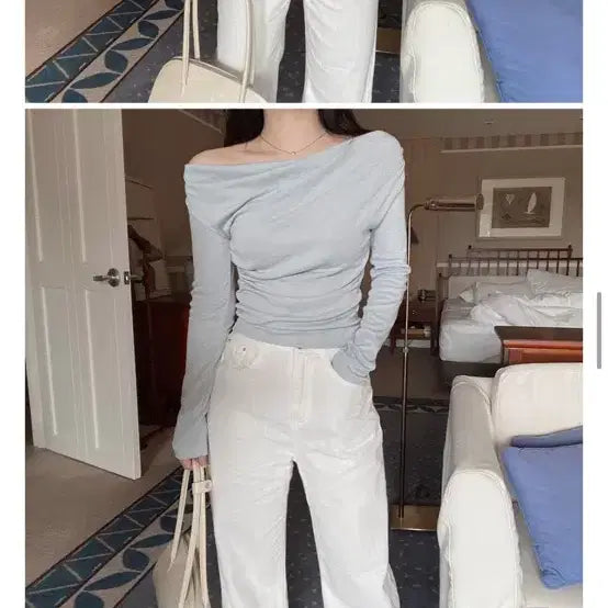 [BUNJANG] Slow and Drape Shirring T-Shirt / 슬로우앤드 / 드레이프 셔링티