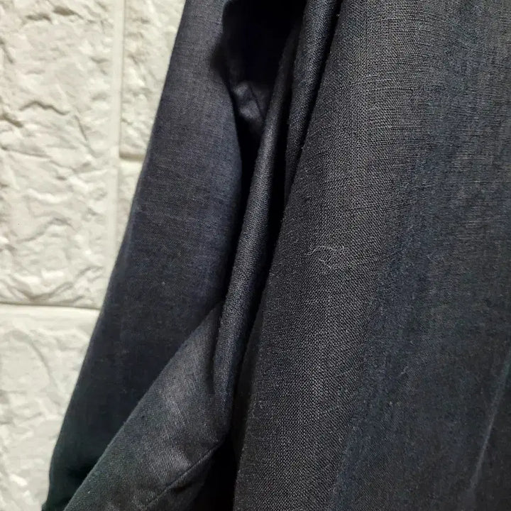 [BUNJANG] Black Cotton Linen Blend Long Shirt Dress / 블랙 셔츠형 면.마 롱 원피스