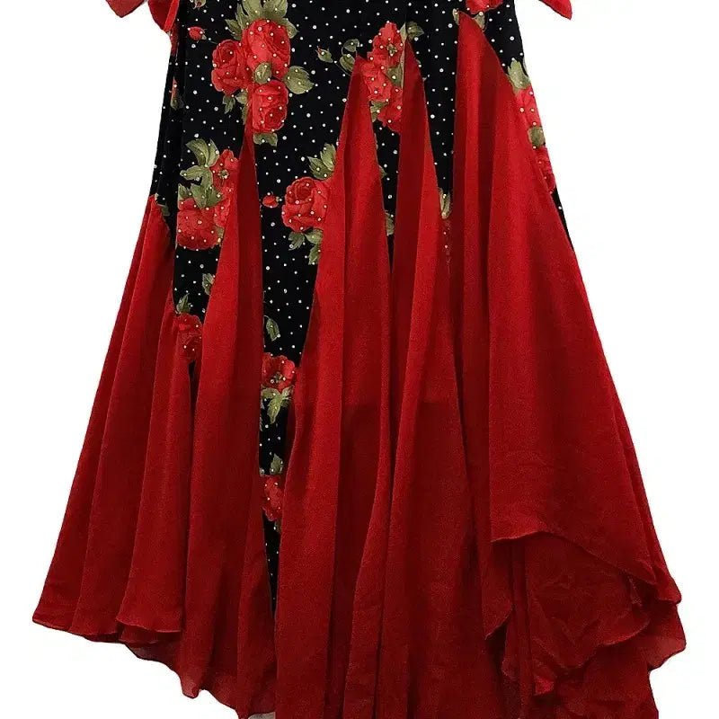 [BUNJANG] Vintage Avant-Garde Beaded Maxi Flower Red Dress / 빈티지 아방가르드 맥시멀 비즈 플라워 레드 원피스