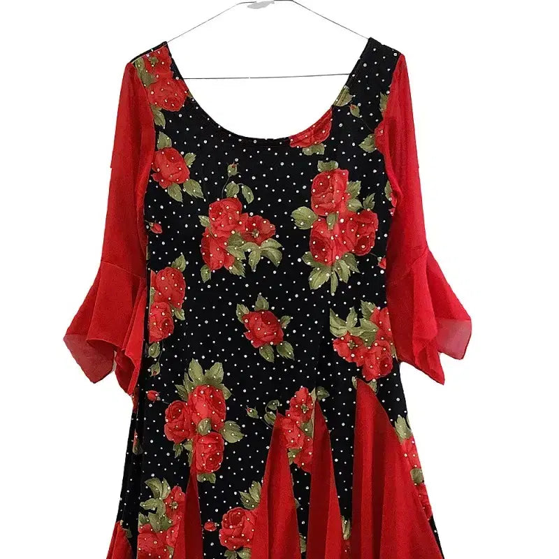 [BUNJANG] Vintage Avant-Garde Beaded Maxi Flower Red Dress / 빈티지 아방가르드 맥시멀 비즈 플라워 레드 원피스
