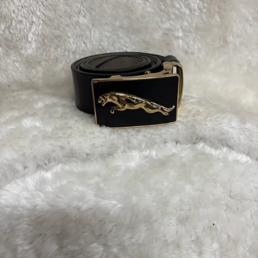 [BUNJANG] Jaguar Leather Gold Buckle Automatic Belt / 재규어 가죽 골드 버클 자동 벨트