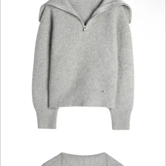 [BUNJANG] Woohee Sera Big Collar Full Zip-up Knit Gray / 새상품) 우이 세라 빅카라 풀집업 니트 그레이