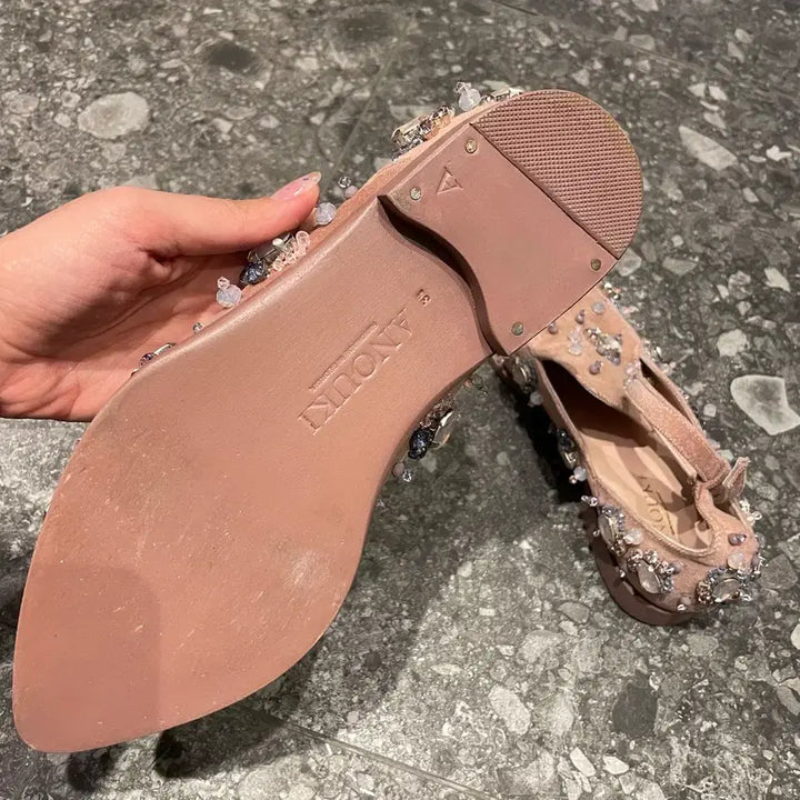 [BUNJANG] Anouki Velvet Shoes with Cubic Embellishments / Anouki 큐빅장식 벨벳슈즈