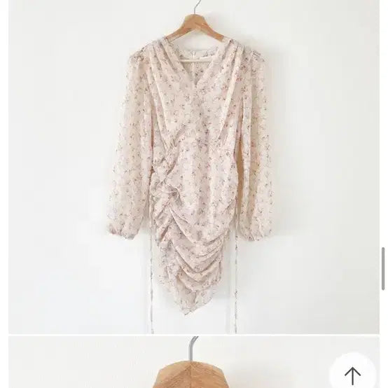 [BUNJANG] Floral Chiffon Shirring Mini Dress / 잔꽃 쉬폰 셔링 미니 원피스
