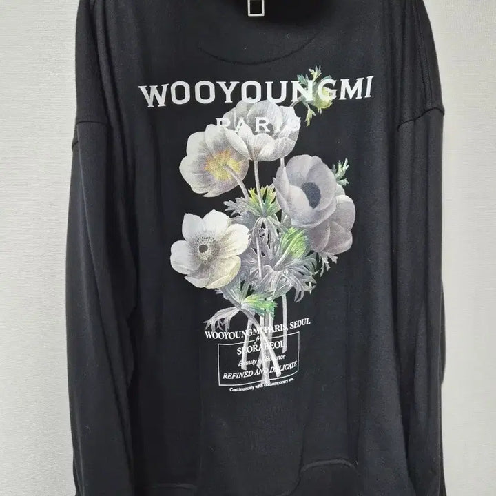 [BUNJANG] Wooyoungmi Black Flower Print Hoodie / 우영미 블랙 플라워 프린팅 후드티