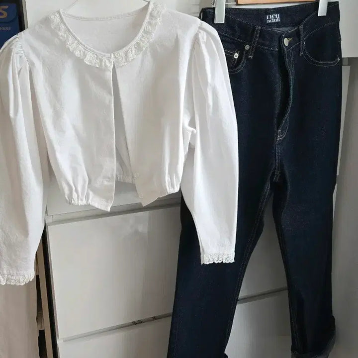 [BUNJANG] Freckle White Blouse and Pants Set / 프레클