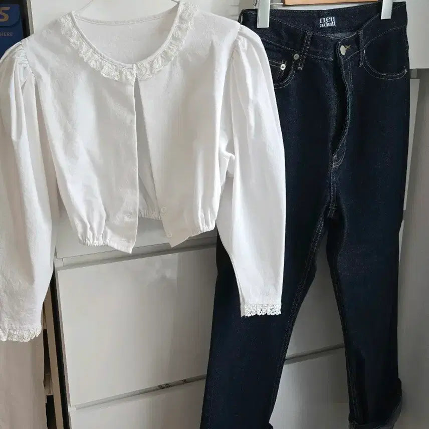[BUNJANG] Freckle White Blouse and Pants Set / 프레클