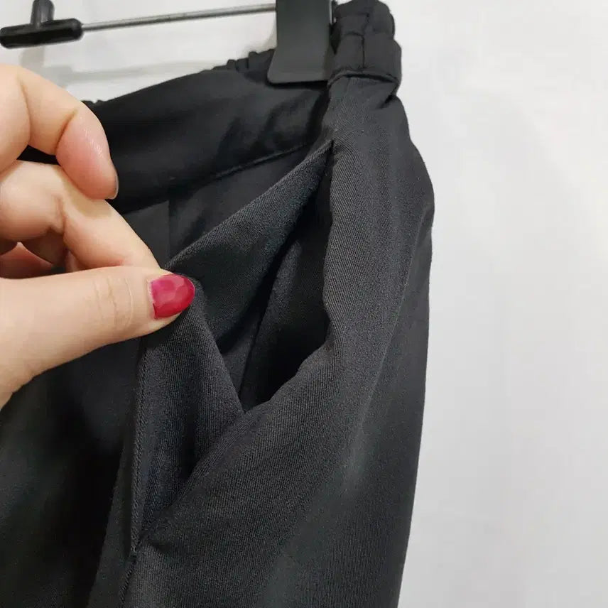 [SOLD OUT] 빈티지 밴딩 검정 아방가르드 와이드 통 바지 여M Q70