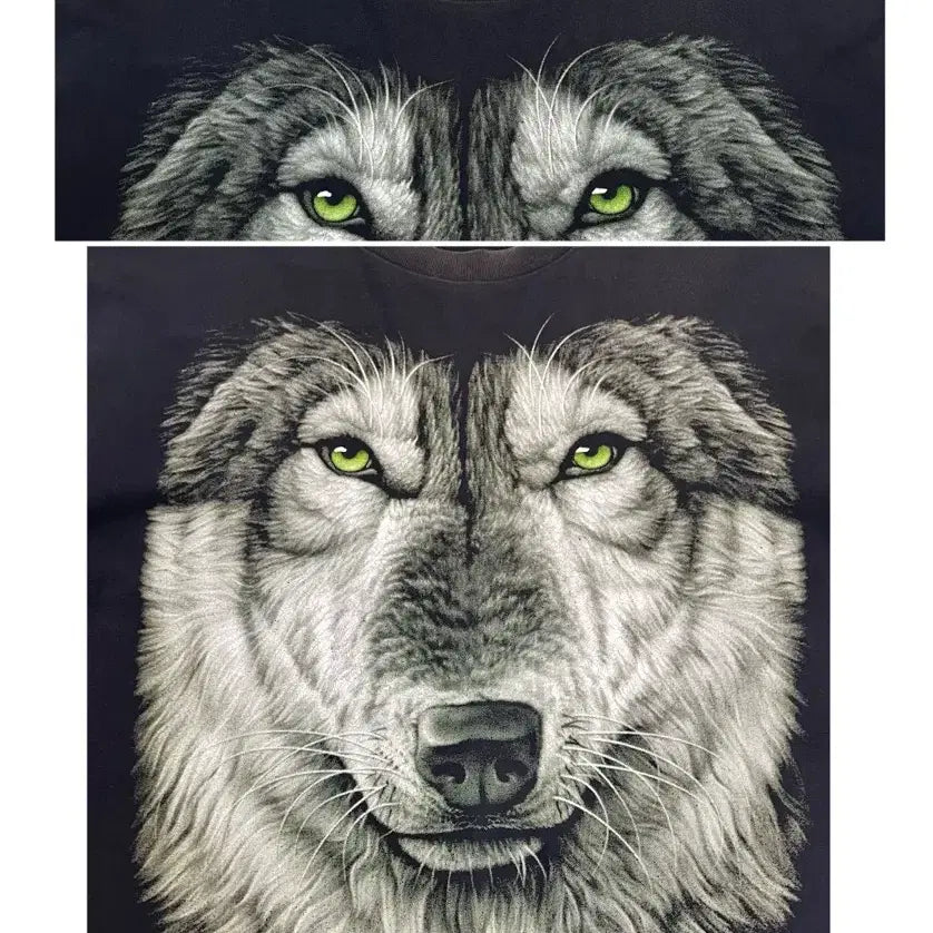 [BUNJANG] Vintage Wolf Print Long Sleeve T-shirt (Black, XL) / 빈티지 울프 프린팅 긴팔티 블랙 XL 
