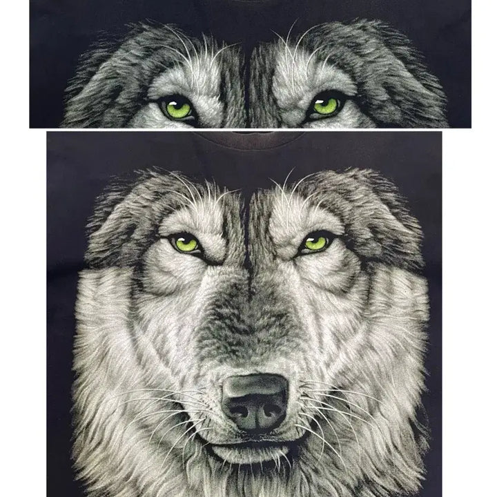 [BUNJANG] Vintage Wolf Print Long Sleeve T-shirt (Black, XL) / 빈티지 울프 프린팅 긴팔티 블랙 XL 