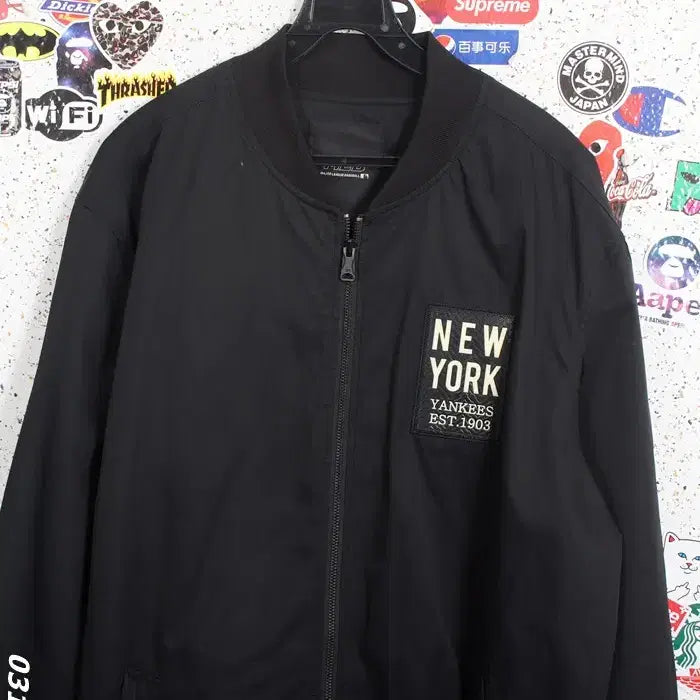 [BUNJANG] MLB New York Blue Blouson Jacket / 남성100/ MLB 엠엘비 블루종 점퍼 뉴욕 BK 33-5