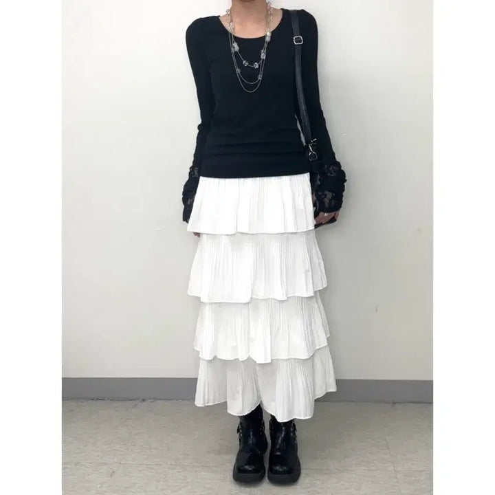 [BUNJANG] INGRID Vintage Black Lace Long Sleeve Top / 일본빈티지 블랙 레이스 워머 롱슬리브 긴팔 이너 티셔츠