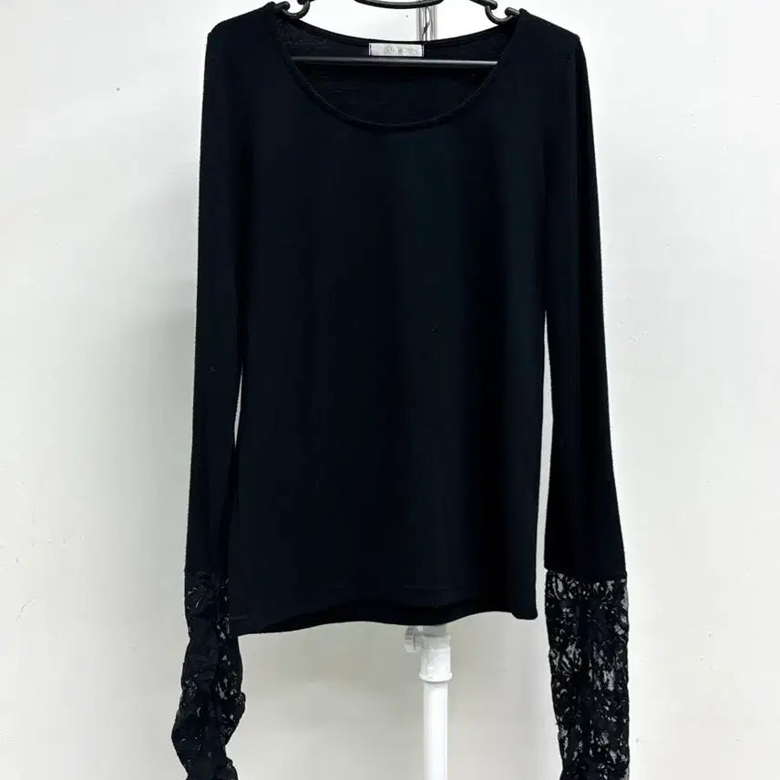 [BUNJANG] INGRID Vintage Black Lace Long Sleeve Top / 일본빈티지 블랙 레이스 워머 롱슬리브 긴팔 이너 티셔츠