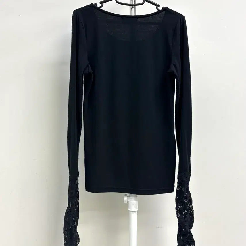 [BUNJANG] INGRID Vintage Black Lace Long Sleeve Top / 일본빈티지 블랙 레이스 워머 롱슬리브 긴팔 이너 티셔츠