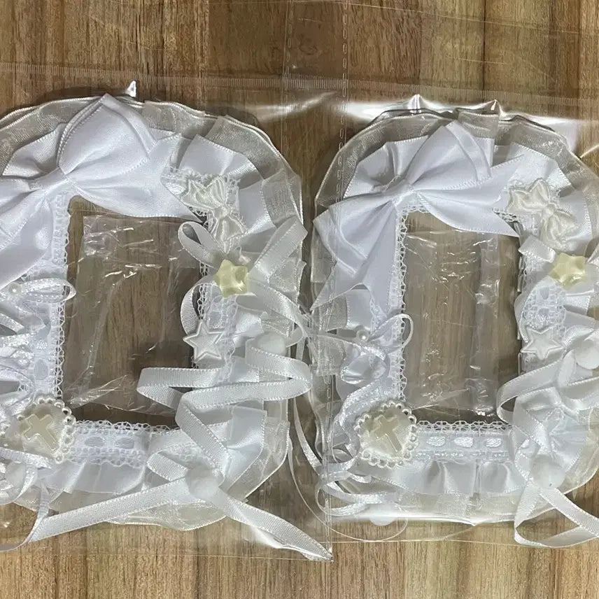 [BUNJANG] Handmade White Angel Wedding Lace Ribbon Toploader / 리본 레이스 탑꾸 포카홀더 탑로더 수제 화이트 천사 웨딩 별