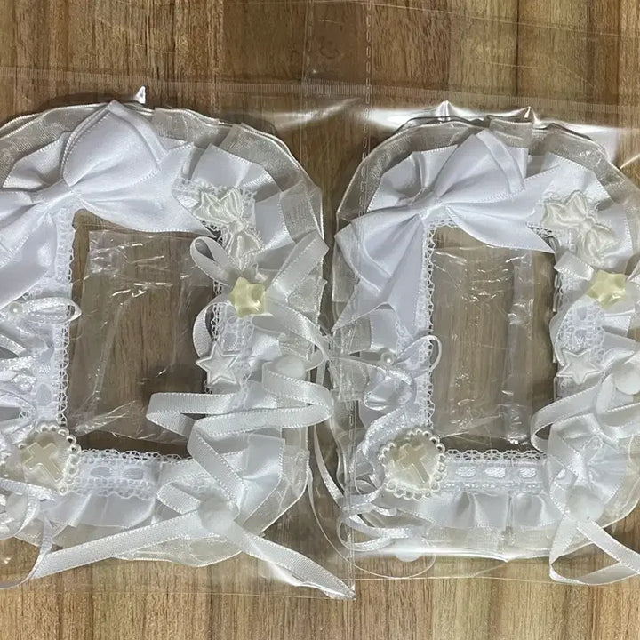 [BUNJANG] Handmade White Angel Wedding Lace Ribbon Toploader / 리본 레이스 탑꾸 포카홀더 탑로더 수제 화이트 천사 웨딩 별
