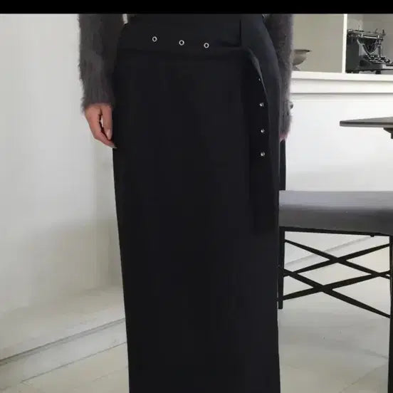 [BUNJANG] Ilet Belt Skirt Charcoal / 아일렛 벨트 스커트 차콜 *새상품*