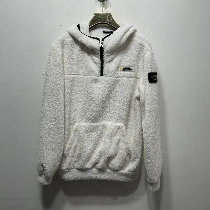 [BUNJANG] National Geographic Ivory Fleece Hoodie S / 내셔널지오그래픽 뽀글이 후드티 아이보리 S