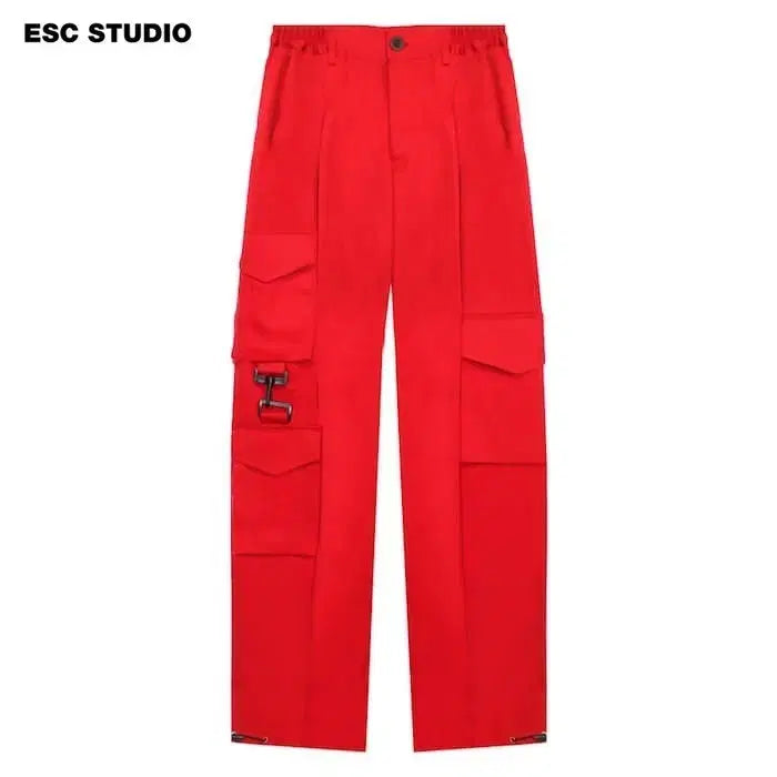 [BUNJANG] ESC Studio 3-Pocket Cargo Pants Red / ESC STUDIO 3포켓 카고 팬츠 레드 / OS