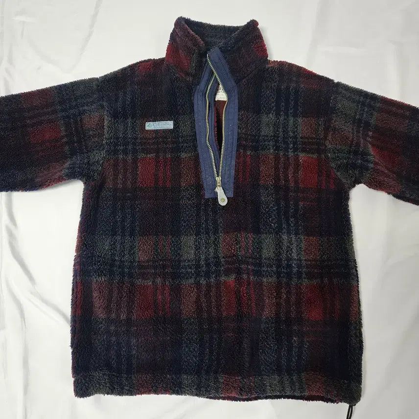 [BUNJANG] Columbia Check Pattern Sherpa Fleece Jacket - Vintage L / 90s 콜롬비아 컬럼비아 체크패턴 쉐르파플리스 후리스자켓 빈티지 일본L