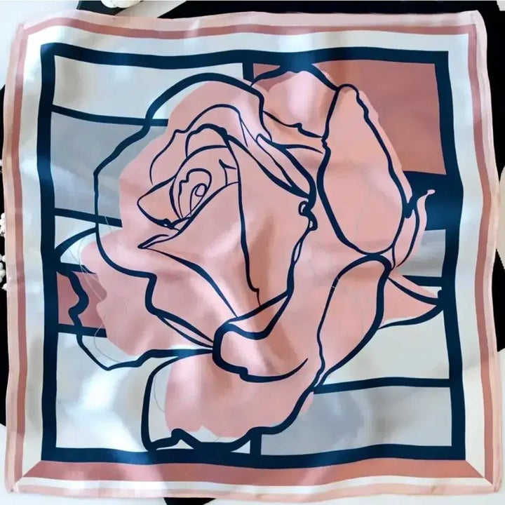 [BUNJANG] Pink and Navy Patterned Scarf / 핑크/네이비 패턴 스카프(새상품)