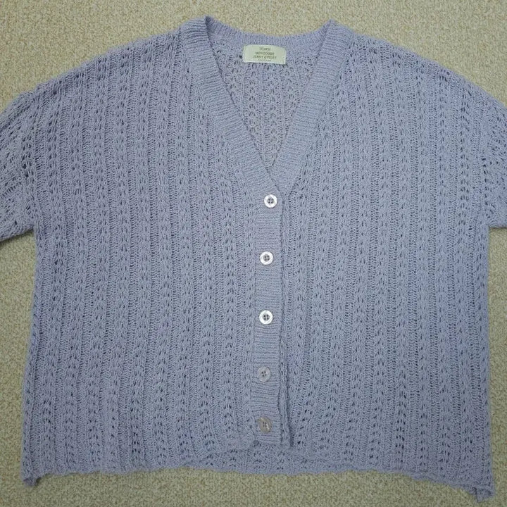 [SOLD OUT] (F)Mymyt 여성 브이넥 가디건 긴팔 그물 라이트퍼플
