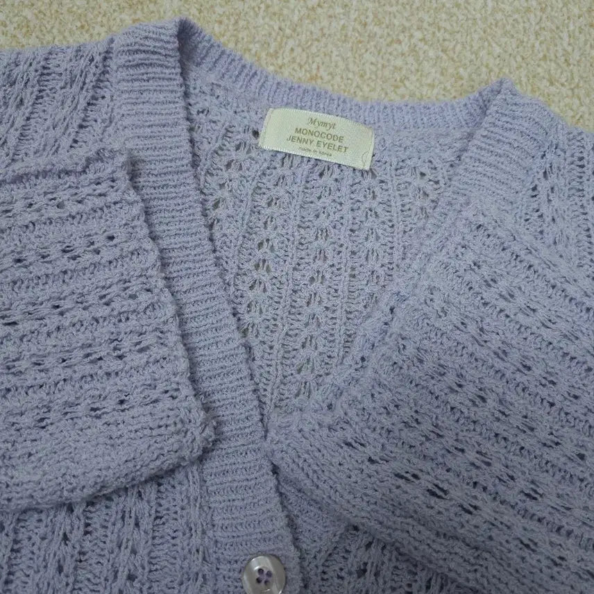 [SOLD OUT] (F)Mymyt 여성 브이넥 가디건 긴팔 그물 라이트퍼플
