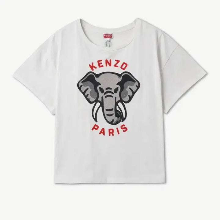 [BUNJANG] Kenzo Elephant Embroidered White Short Sleeve T-shirt / kenzo 겐조 코끼리 자수 화이트 반팔 반소매 티셔츠