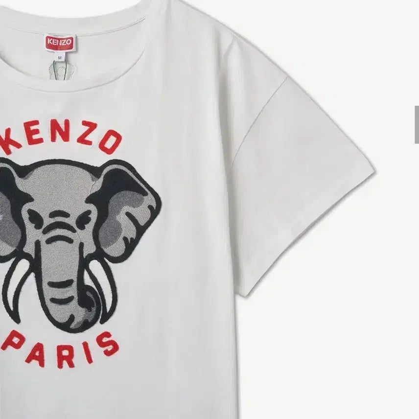 [BUNJANG] Kenzo Elephant Embroidered White Short Sleeve T-shirt / kenzo 겐조 코끼리 자수 화이트 반팔 반소매 티셔츠