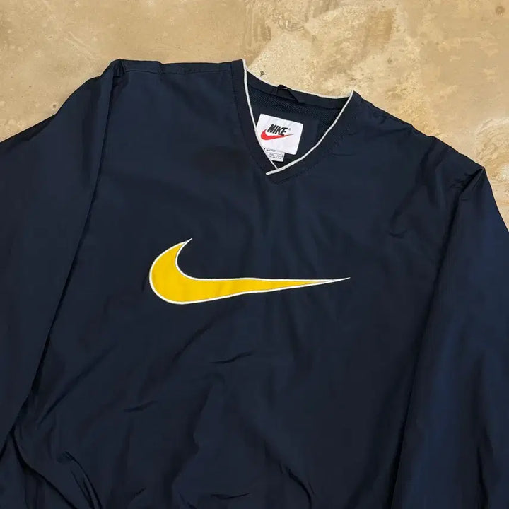 [BUNJANG] Nike Yellow Big Logo V-Neck Warm-up Top / L 나이키 옐로우 빅로고 브이넥 웜업