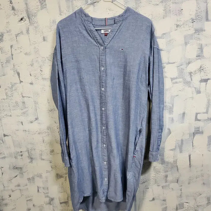 [BUNJANG] Tommy Hilfiger Linen Long Shirt Dress (S) / 타미힐피거 헨리넥 린넨  롱 셔츠 원피스  s