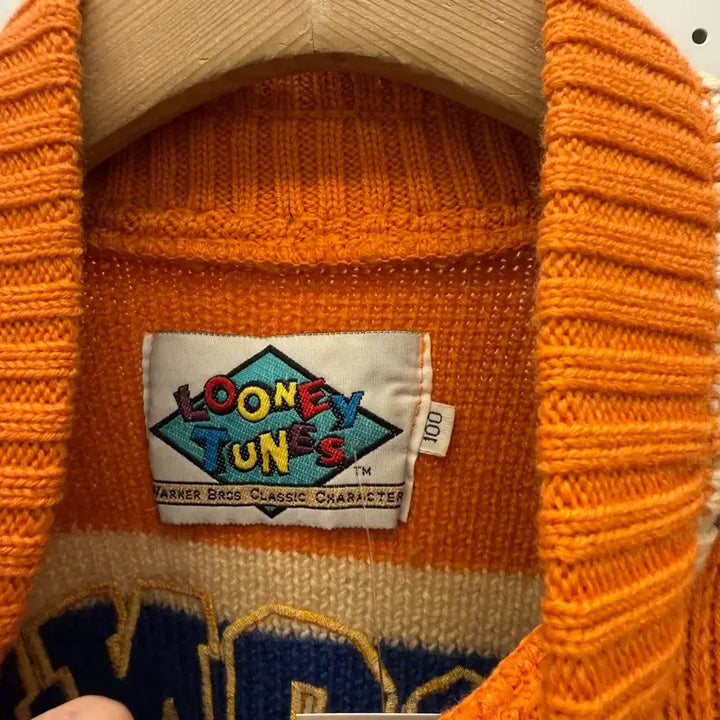 [BUNJANG] Looney Tunes Knit Zip-Up Cardigan U1124 / 루니툰즈 캐릭터 니트 집업 가디건 U1124