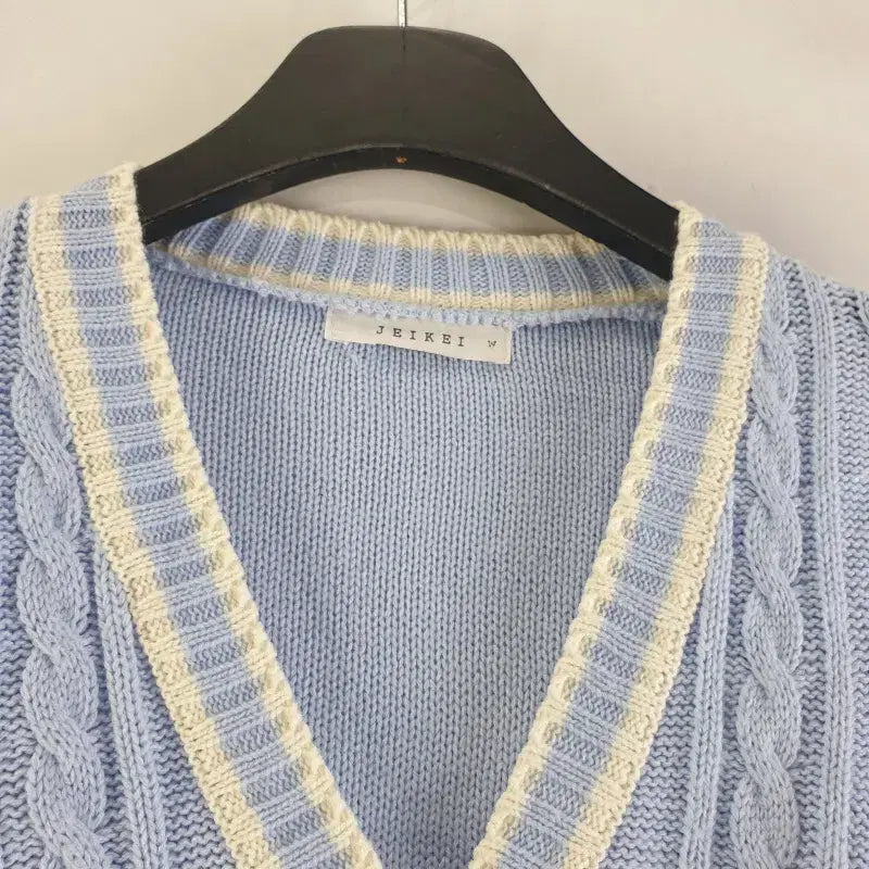 [BUNJANG] JEIKEI Blue V-Neck Knit Cardigan / JEIKEI 여성FREE 블루 V넥 니트 가디건 M3113