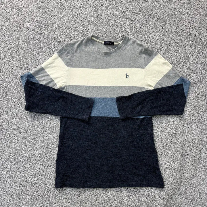 [BUNJANG] Hazzys Color Block Knit Long Sleeve T-shirt / 95 헤지스 배색 니트 긴팔티 60316J