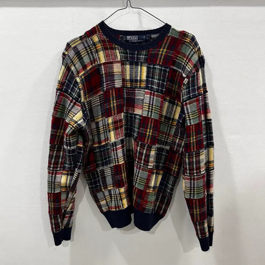 [BUNJANG] Polo Ralph Lauren Check Pattern Wool Knit Sweater / 폴로 랄프로렌 체크패턴 울니트