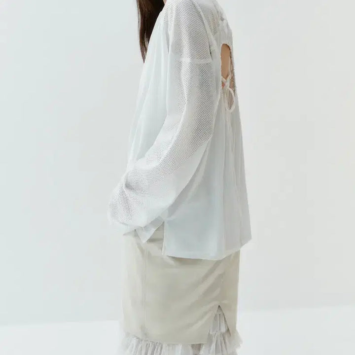 [BUNJANG] Kimitheryoung White Back Point Football Long Sleeve T-shirt / 김미더영 화이트 백포인트 풋볼 티셔츠 롱슬리브 티셔츠