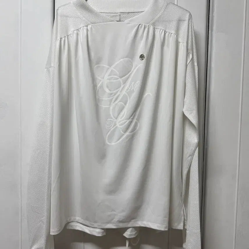 [BUNJANG] Kimitheryoung White Back Point Football Long Sleeve T-shirt / 김미더영 화이트 백포인트 풋볼 티셔츠 롱슬리브 티셔츠