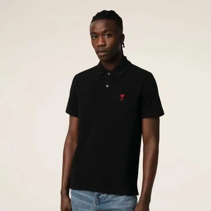 [BUNJANG] Ami Small Heart Logo Short Sleeve Polo Shirt / 아미 스몰 하트 로고 반팔 카라티 신상