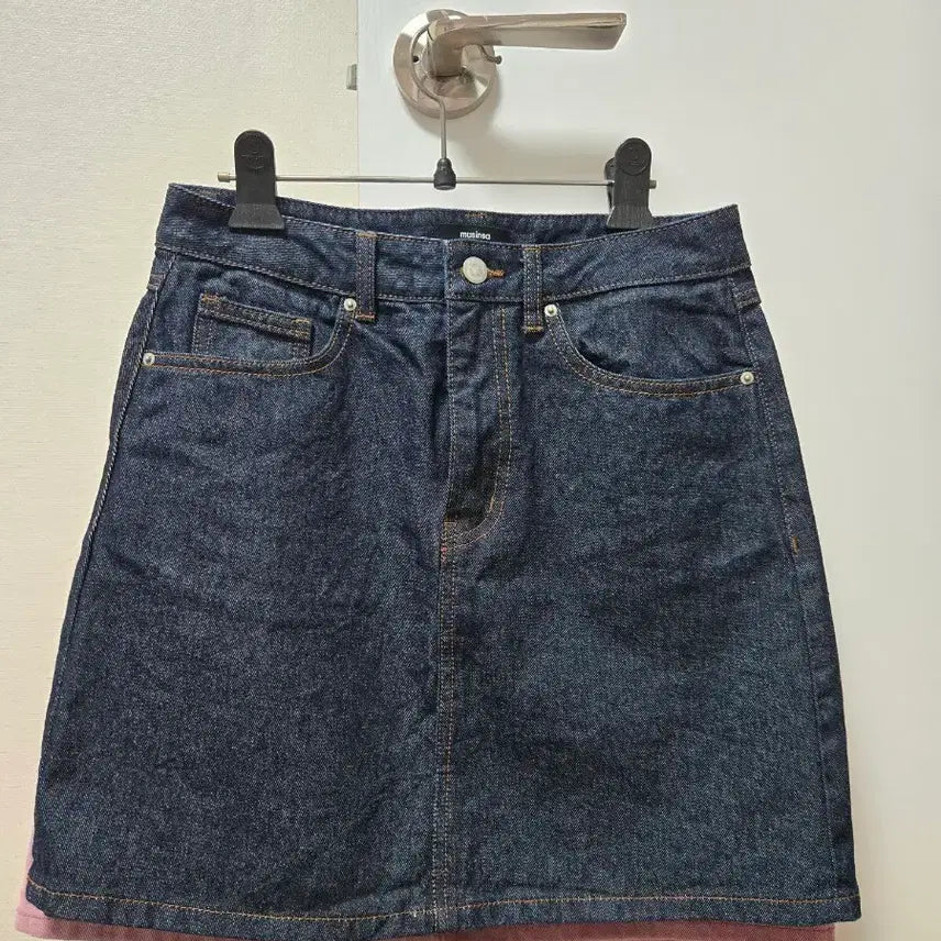 [BUNJANG] Musinsa Standard Dark Blue Denim Mini Skirt / 무신사 스탠다드 다크블루 데님 미니 스커트
