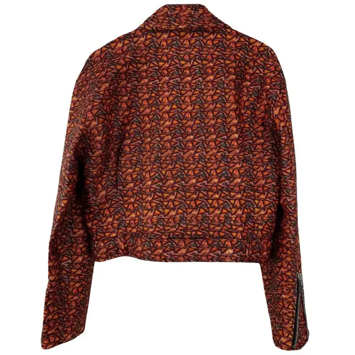 [BUNJANG] Vintage Vegan Leather Multi-Pattern Crop Rider Jacket / 빈티지 비건 레더 멀티 패턴 사선 크롭 라이더 자켓 M19450