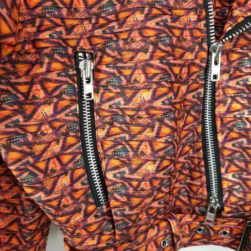 [BUNJANG] Vintage Vegan Leather Multi-Pattern Crop Rider Jacket / 빈티지 비건 레더 멀티 패턴 사선 크롭 라이더 자켓 M19450