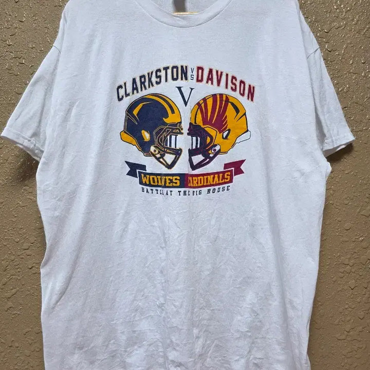 [BUNJANG] Clarkston Davidson Wolves Cardinals Printed T-Shirt / 클락스턴 vs 데이비슨 Wolves Cardinals 프린팅 반팔 티셔츠