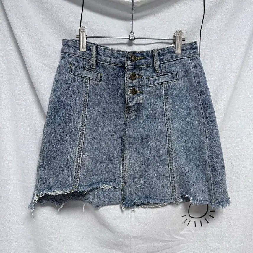 [BUNJANG] Vintage Denim Mini Skirt / 청데님 빈티지 단추포인트 미니스커트 데님치마 청치마 여름치마