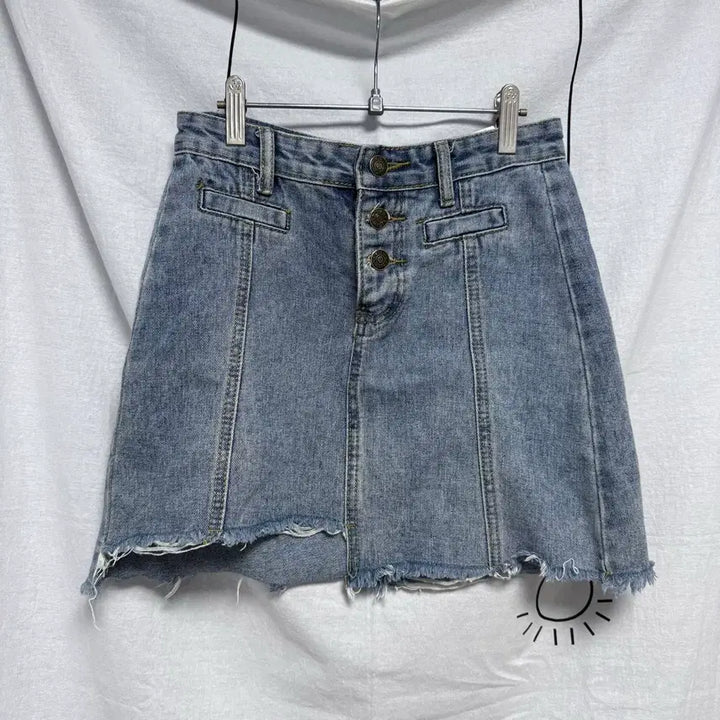 [BUNJANG] Vintage Denim Mini Skirt / 청데님 빈티지 단추포인트 미니스커트 데님치마 청치마 여름치마