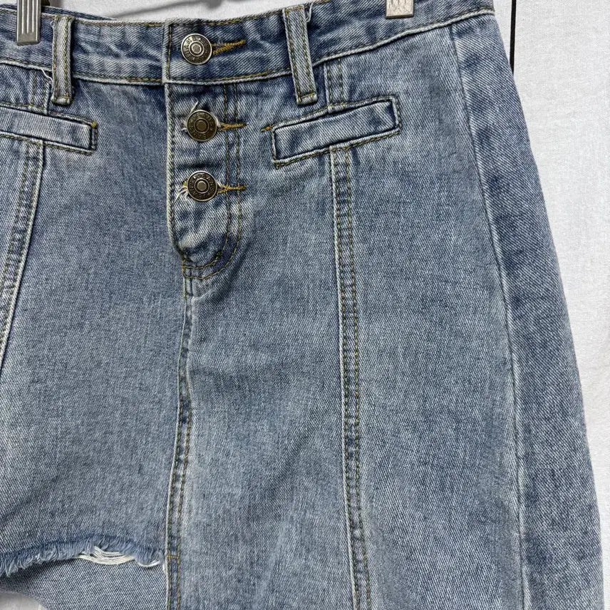 [BUNJANG] Vintage Denim Mini Skirt / 청데님 빈티지 단추포인트 미니스커트 데님치마 청치마 여름치마