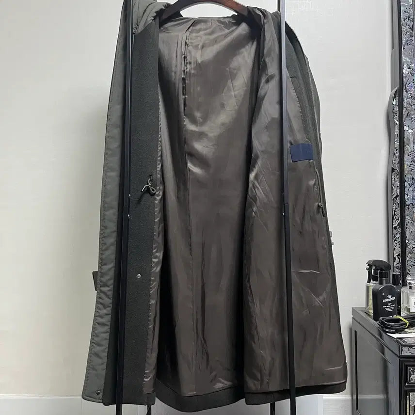 [BUNJANG] Juun.J Two-Tone Khaki Hooded Long Coat / 정품 46) 준지 Juun.j 투톤 카키 후드 롱 코트